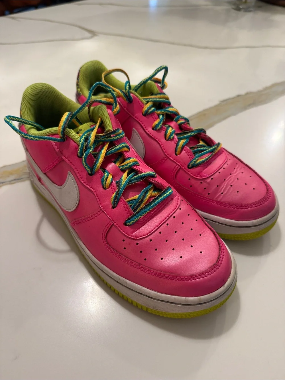 Nike AirForce 1 LV8 Low Pinky Blast Volt. Youth size 5.5/Women’s size 7.5.
